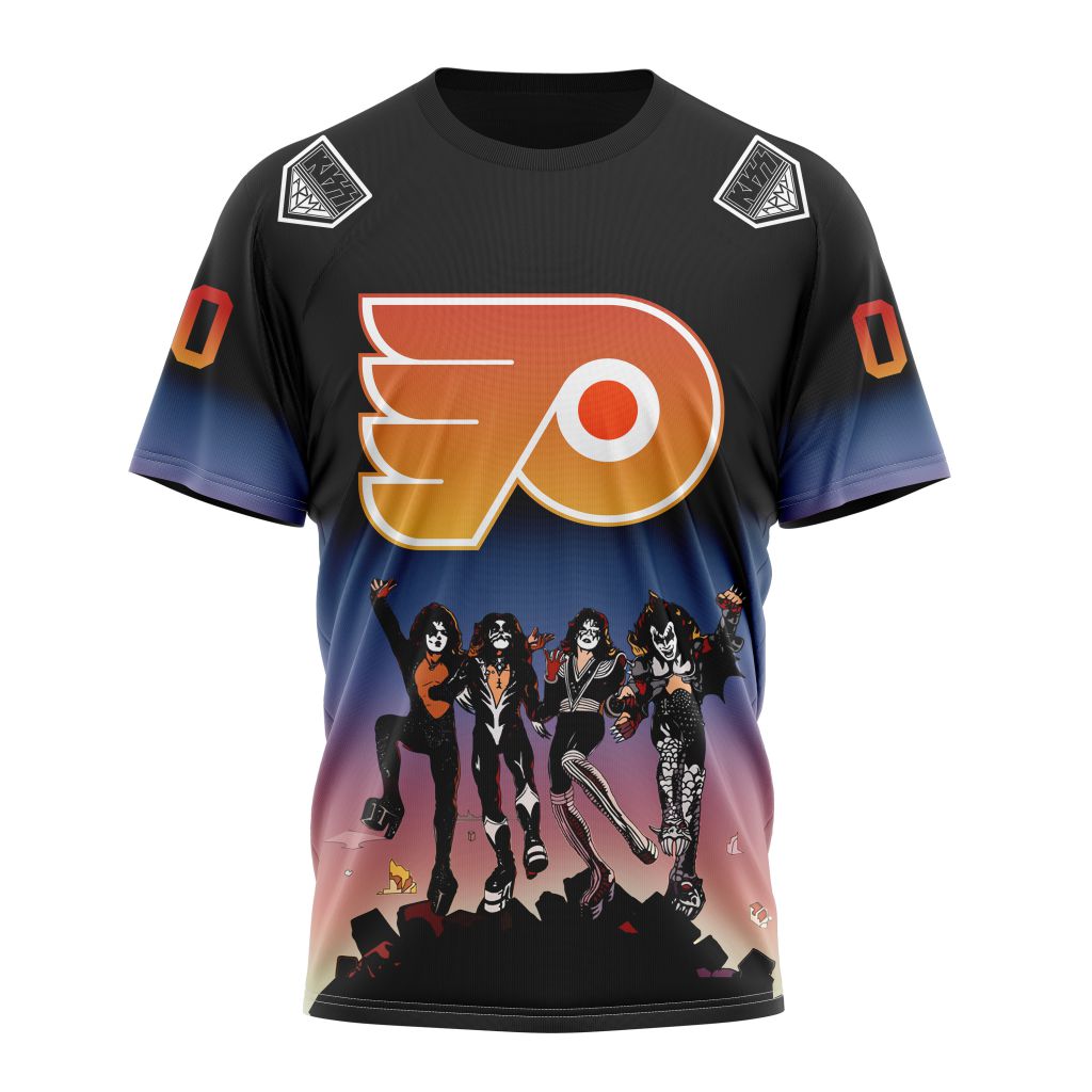 Philadelphia Flyers X KISS Band Design Personalized Name And Number T-Shirt Oregontrailrvpk Shirt