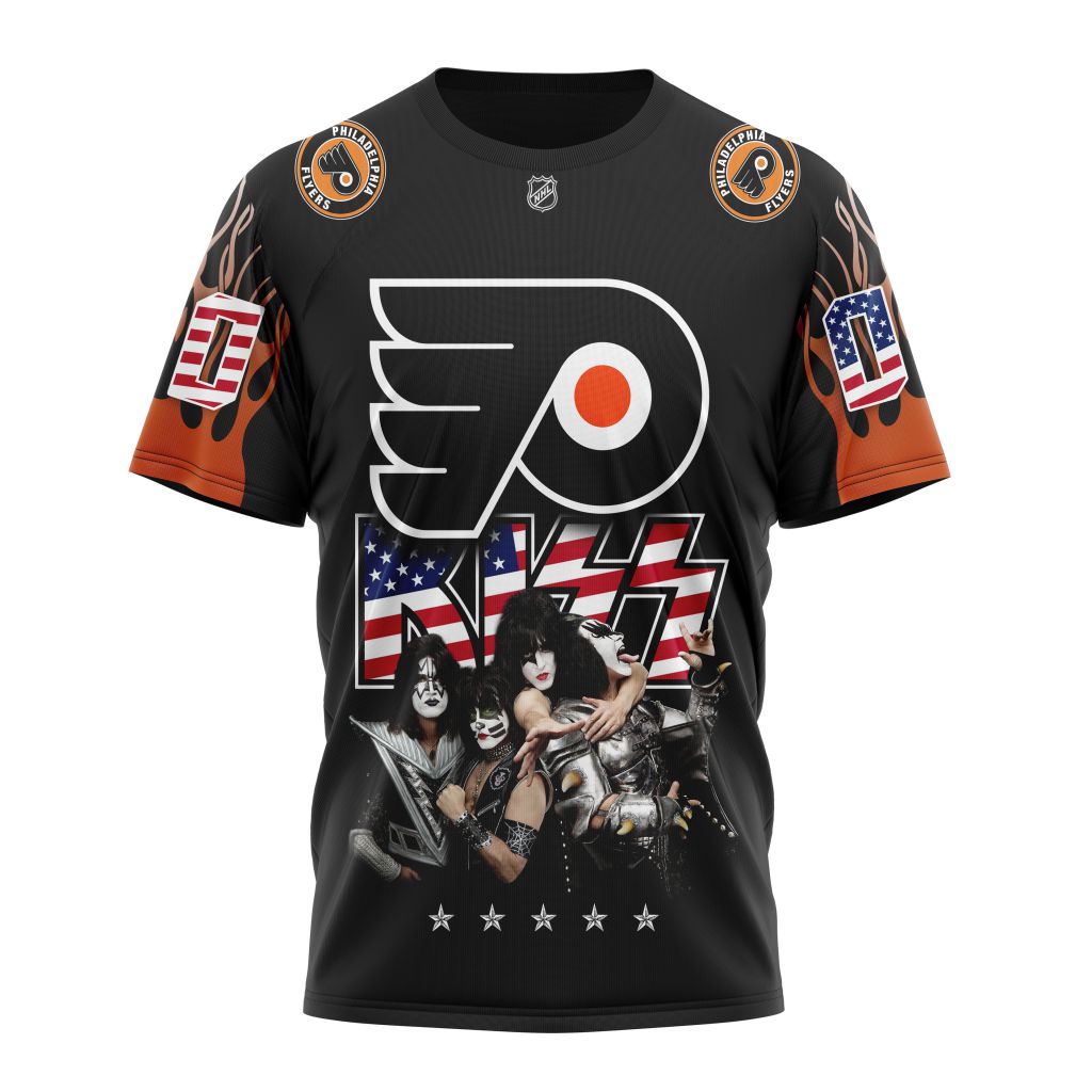 Philadelphia Flyers X Kiss Specialized Design Personalized Name And Number T-Shirt Oregontrailrvpk Shirt