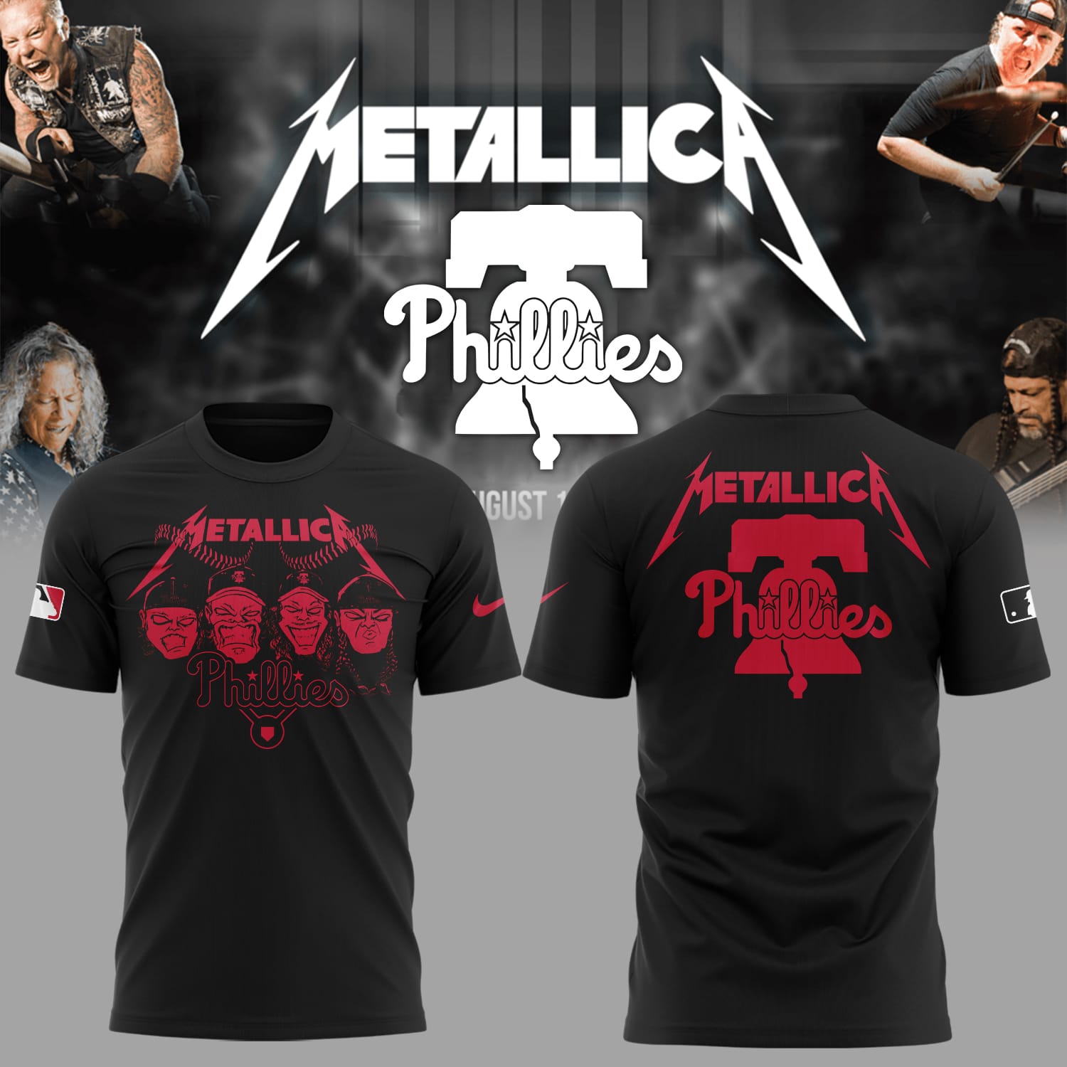 Philadelphia Phillies Baseball Metallica Night T-Shirt For Baseball Players Oregontrailrvpk Shirt
