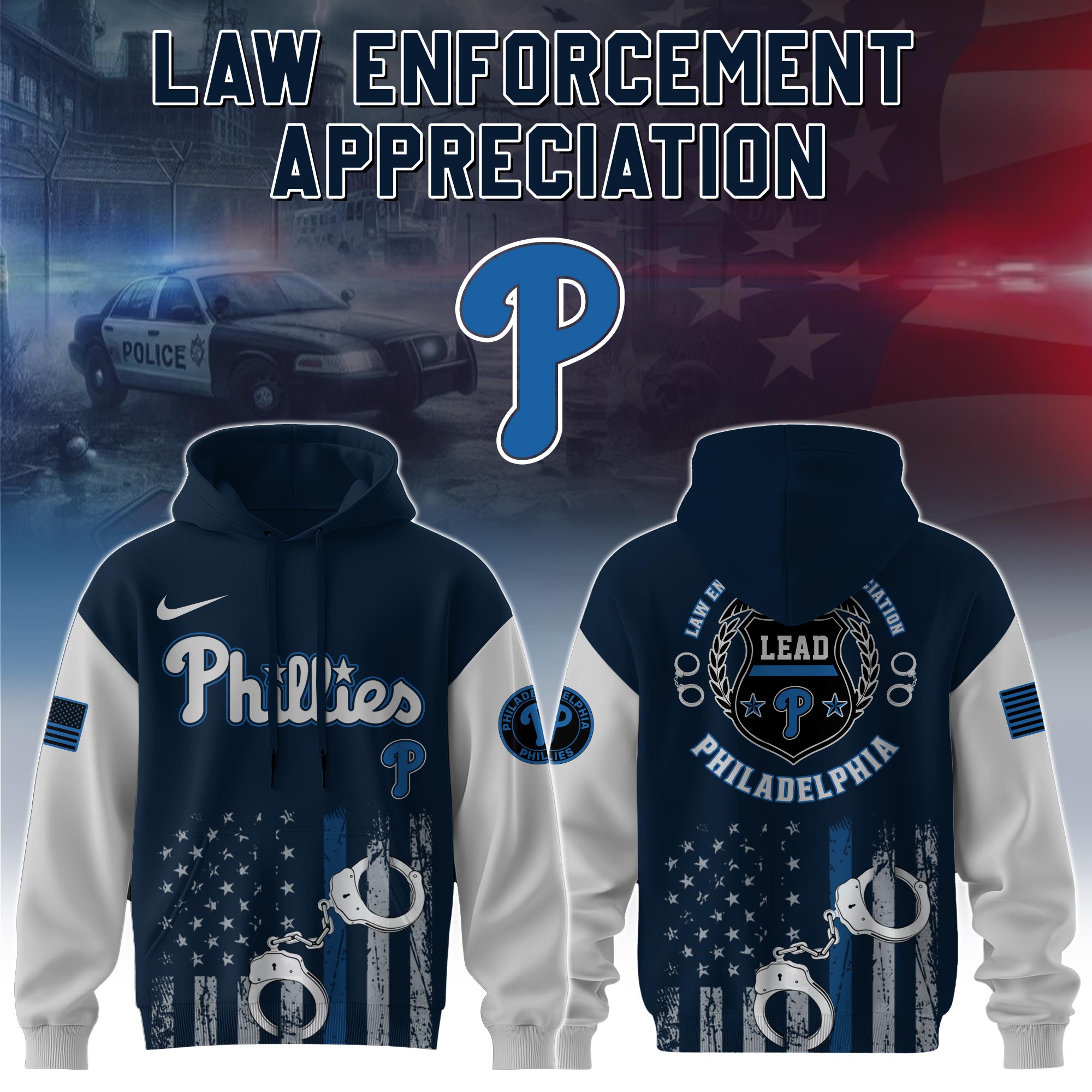 Philadelphia Phillies x Law Enforcement Appreciation Day Hoodie Present For Baseball Player