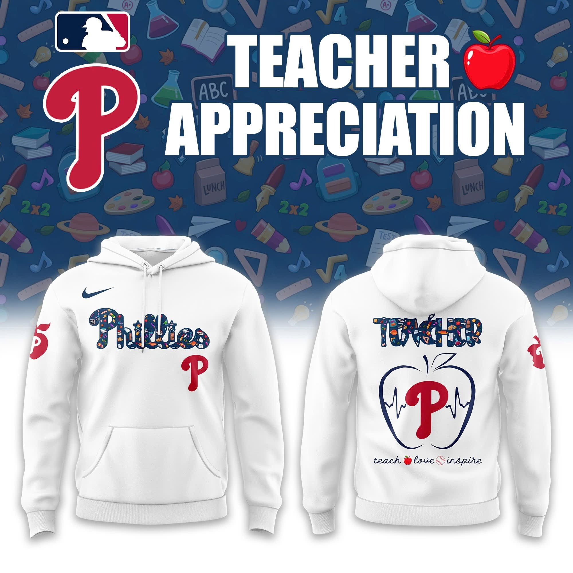 Philadelphia Phillies X TEACHER APPRECIATION Night Hoodie Best Gifts For Phillies Fans