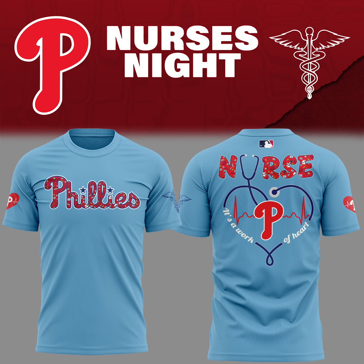 Phillies Baseball Nurses Night Blue T-Shirt For Baseball Players Baseball Oregontrailrvpk Shirt