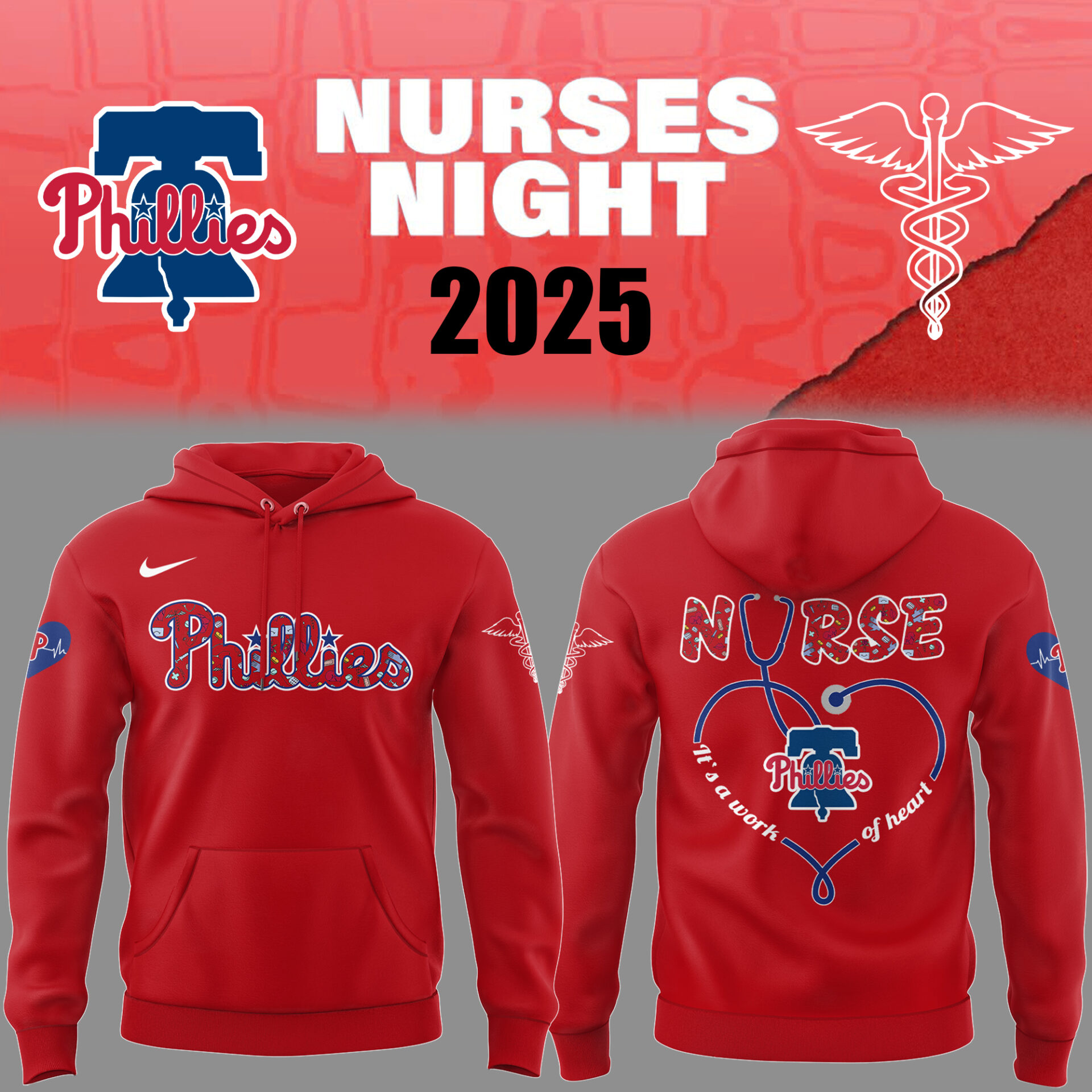 Phillies Baseball Nurses Night Red Hoodie Baseball Gifts Ideas
