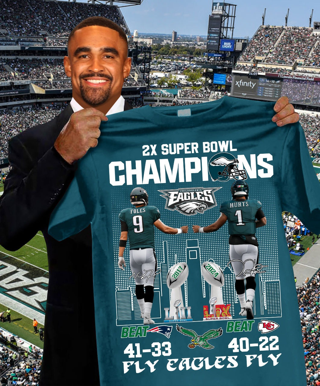 Philly Eagles 2X Super Bowl Champions Shirt 2025 Foles Hurts Fly Eagles Football Merch Oregontrailrvpk Shirt