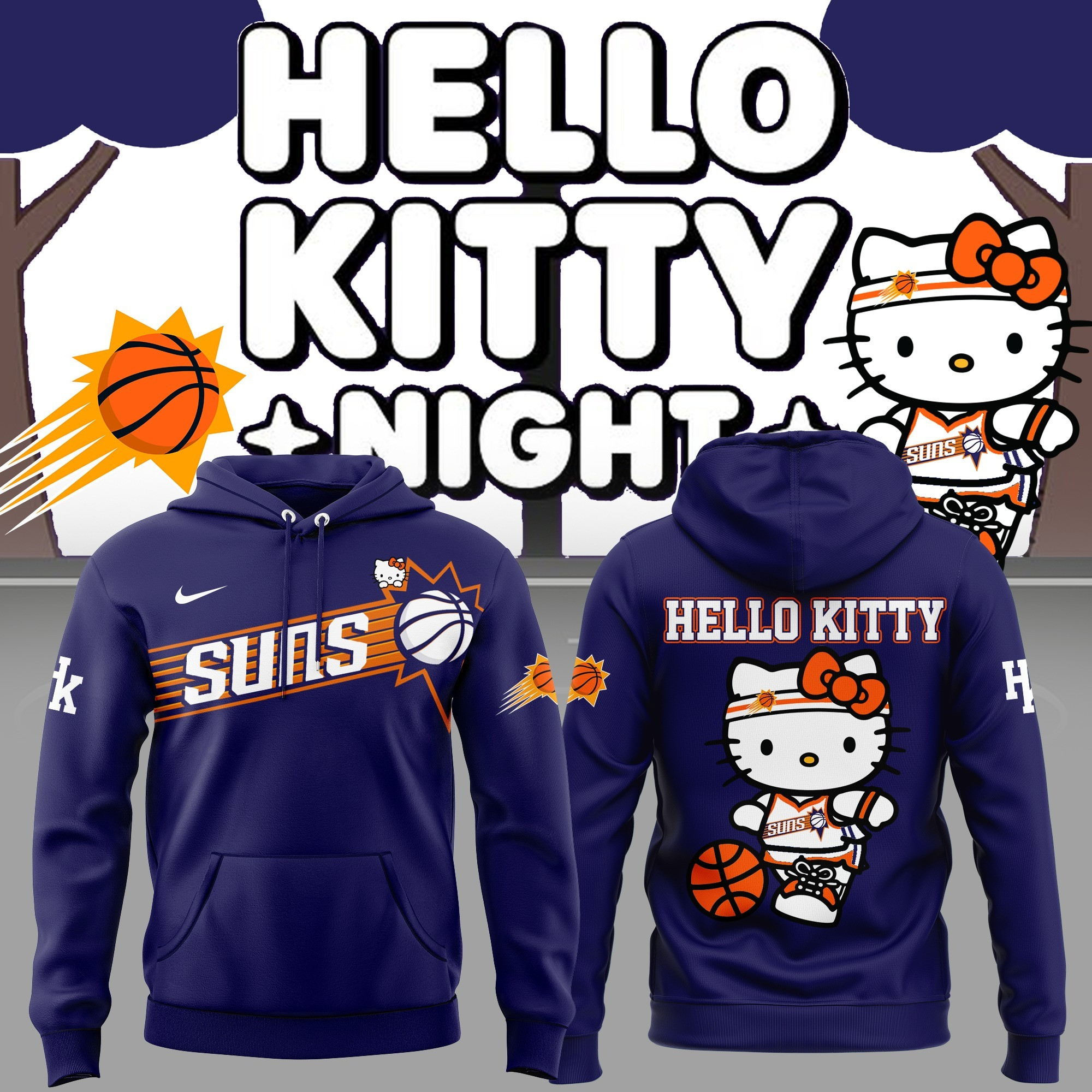 Phoenix Suns x Hello Kitty Hoodie 2025 Cute Baseball Lovers Gifts For Phoenix Sun Fans