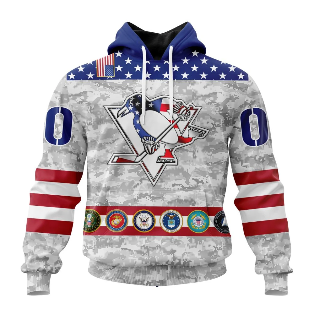 Pittsburgh Penguins Armed Forces Appreciation All Over Print Hoodie Style 40645