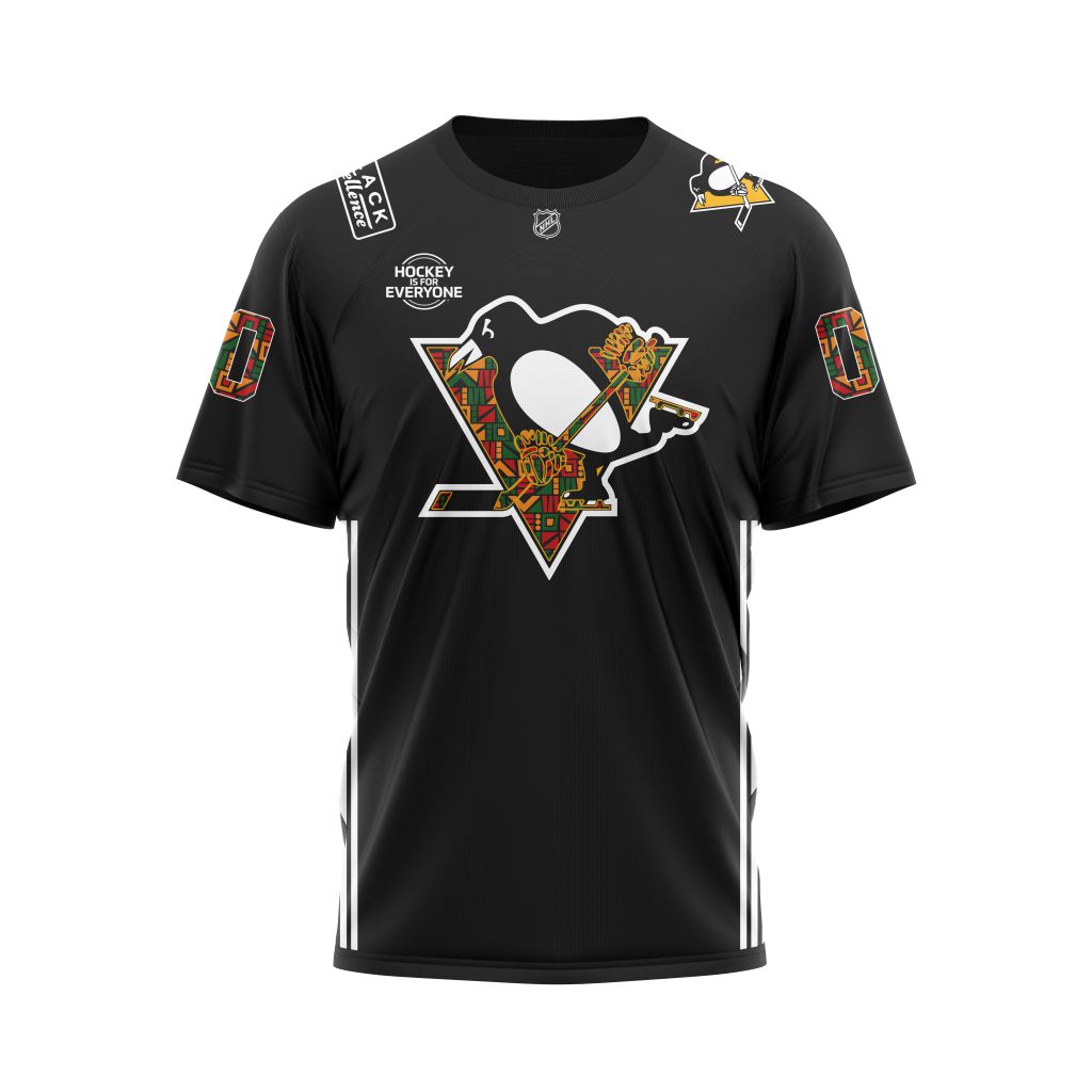 Pittsburgh Penguins Black History Month Pattern Personalized Name & Number Personalized Name And Number T-Shirt Oregontrailrvpk Shirt