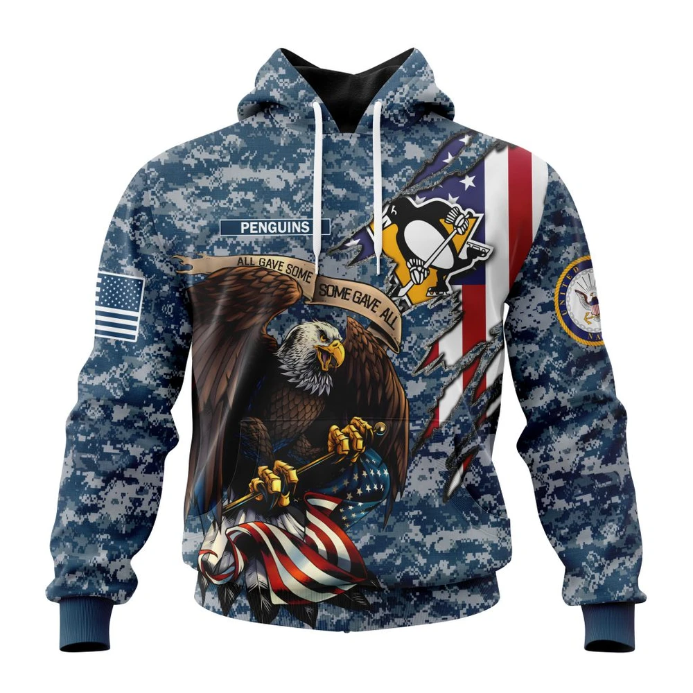 Pittsburgh Penguins Honor Us Navy Veterans All Over Print Hoodie Style 24514