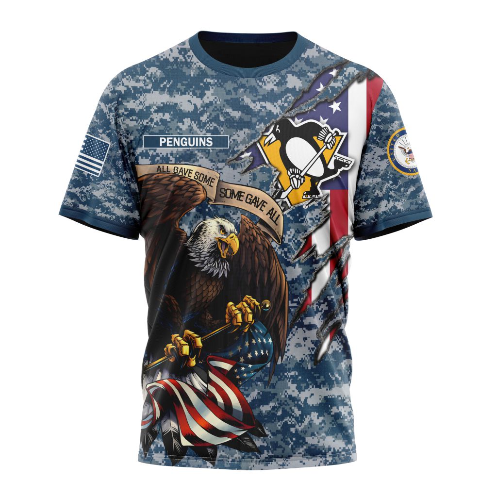Pittsburgh Penguins Honor US Navy Veterans Personalized Name And Number T-Shirt Oregontrailrvpk Shirt