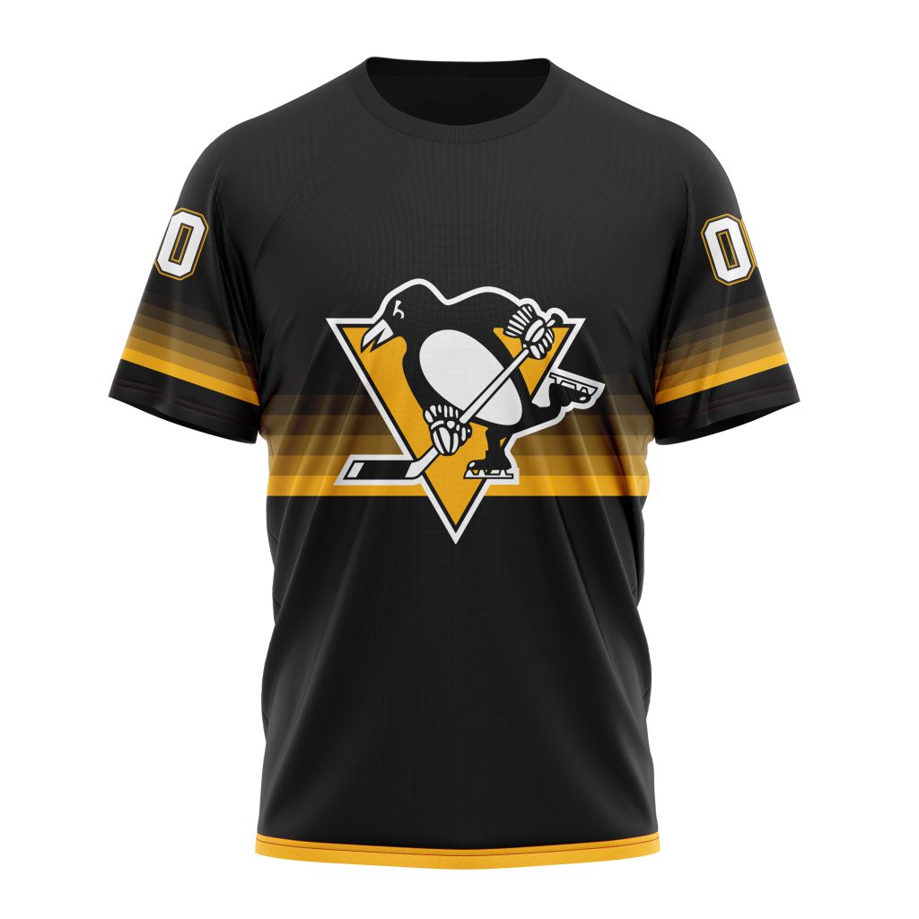 Pittsburgh Penguins Special Black And Gradient Design Personalized Name And Number T-Shirt Oregontrailrvpk Shirt