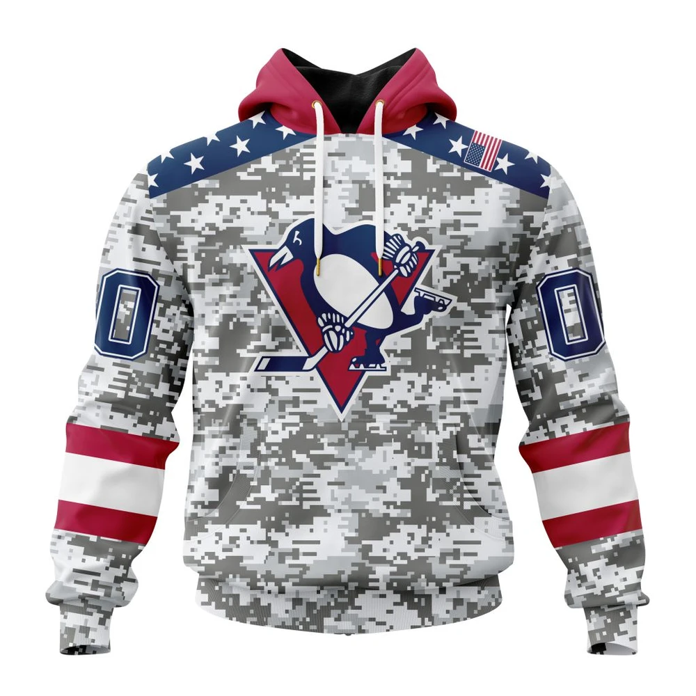 Pittsburgh Penguins Special Camo Design For Veterans Day All Over Print Hoodie Style 29341