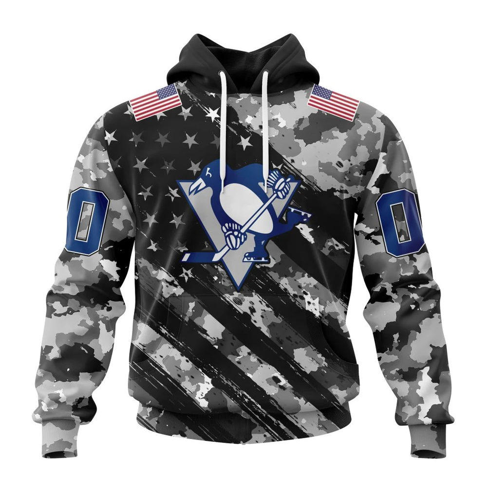 Pittsburgh Penguins Special Camo Military Design All Over Print Hoodie Style 41785