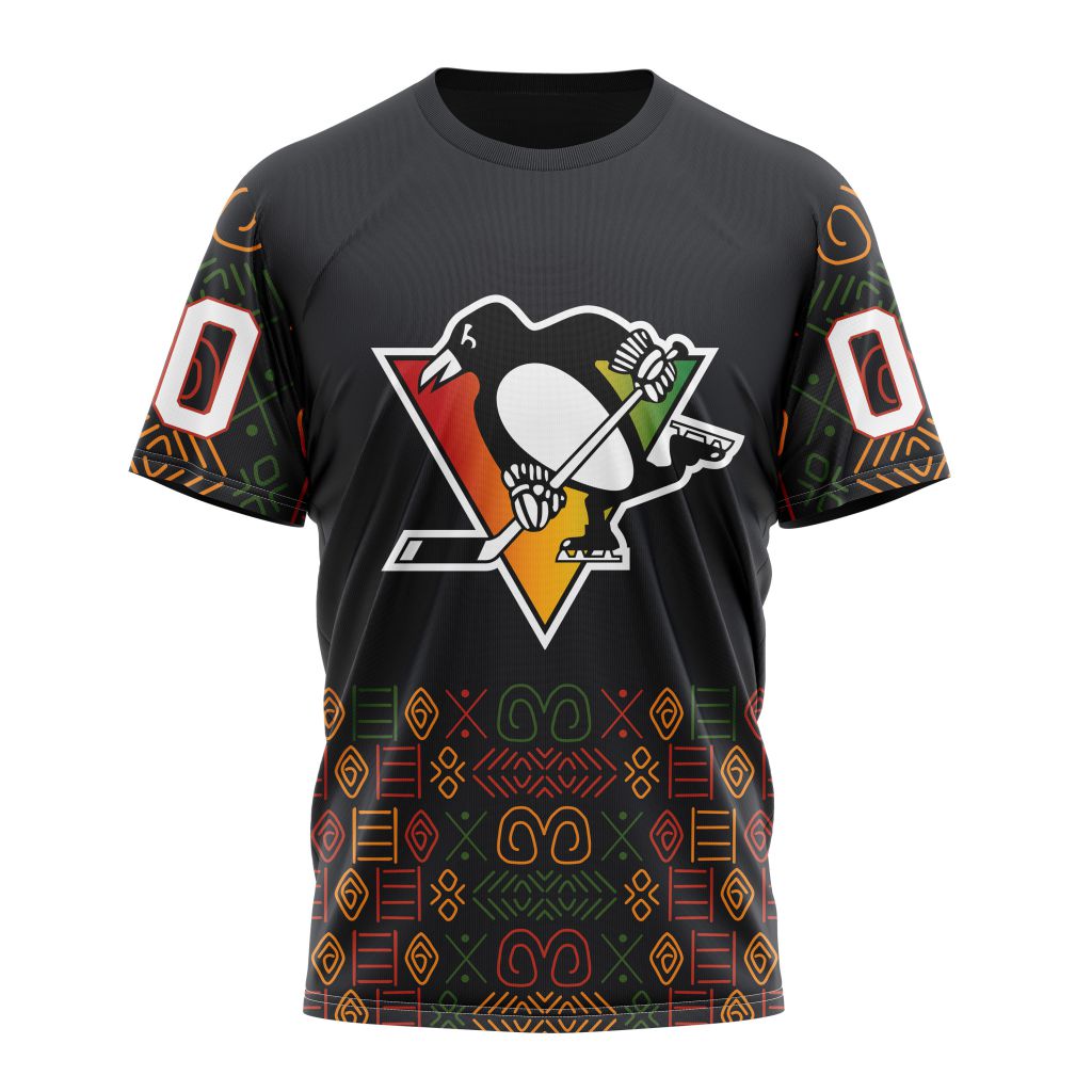 Pittsburgh Penguins Special Design For Black History Month 01 Personalized Name And Number T-Shirt Oregontrailrvpk Shirt