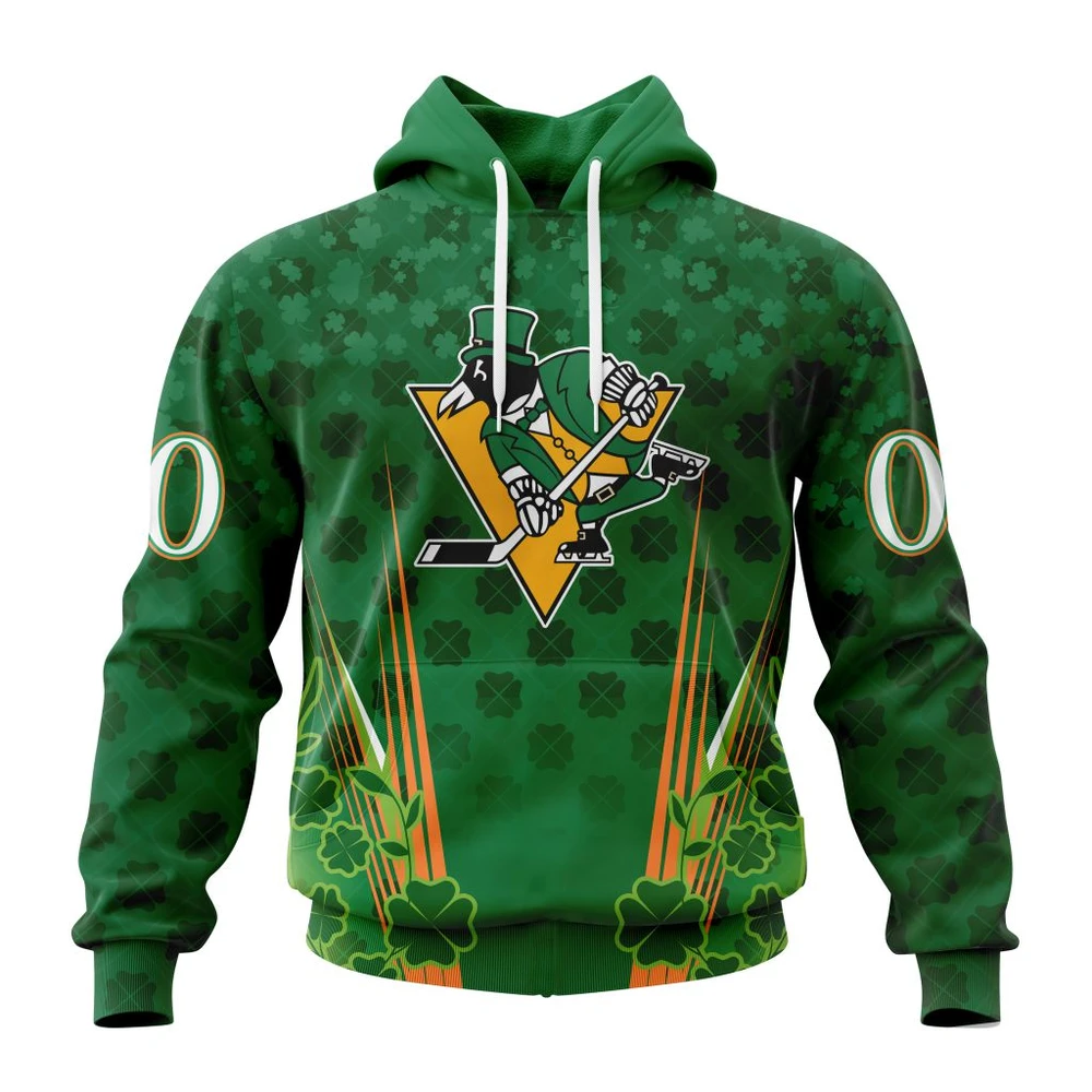 Pittsburgh Penguins Special Design For St. Patrick Day All Over Print Hoodie Style 67266