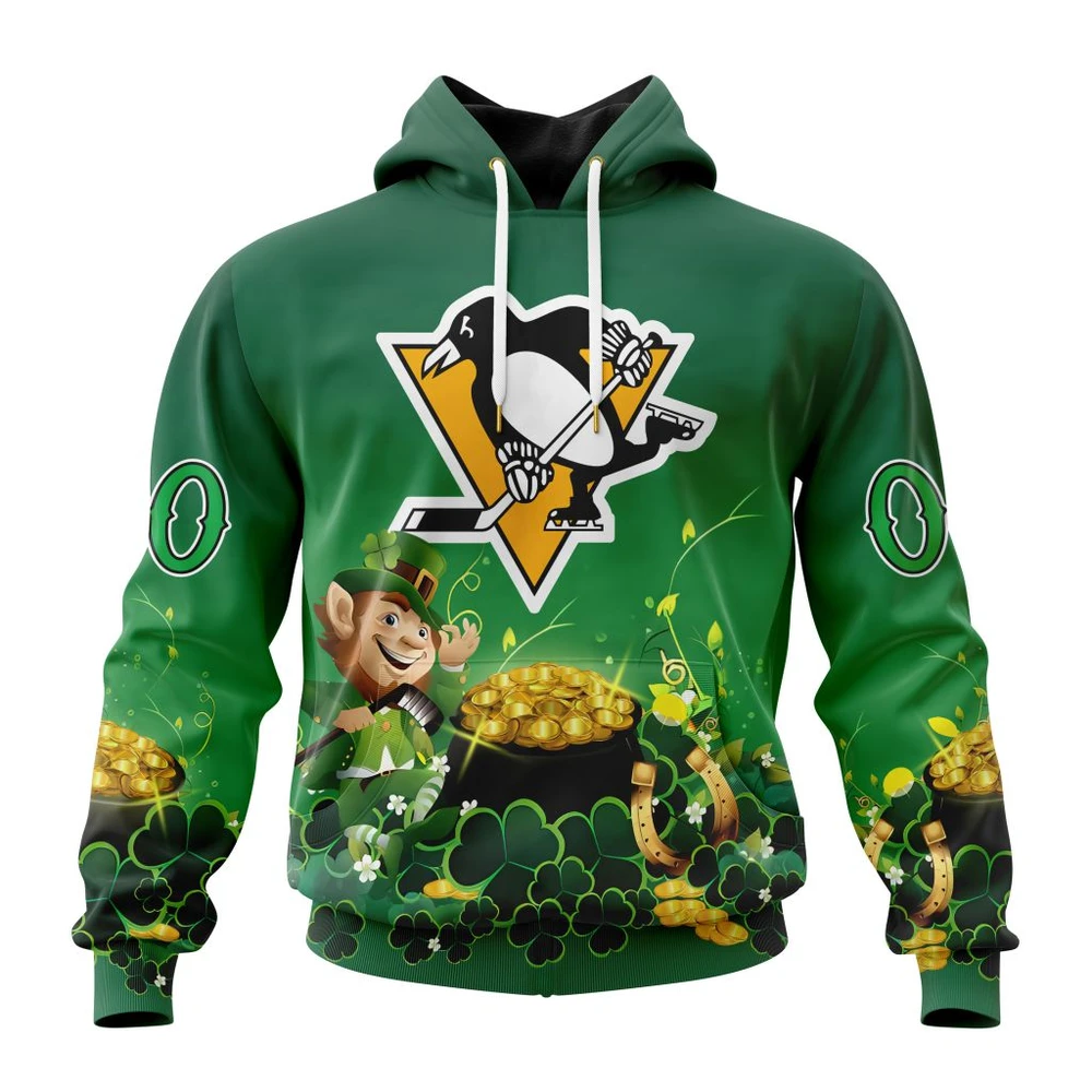 Pittsburgh Penguins Special Design For St. Patrick Day All Over Print Hoodie Style 77422