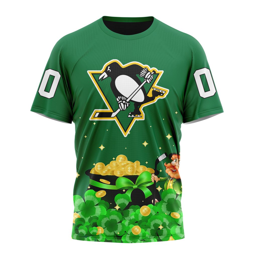 Pittsburgh Penguins Special Design For St.Patrick's Day Personalized Name And Number T-Shirt Oregontrailrvpk Shirt