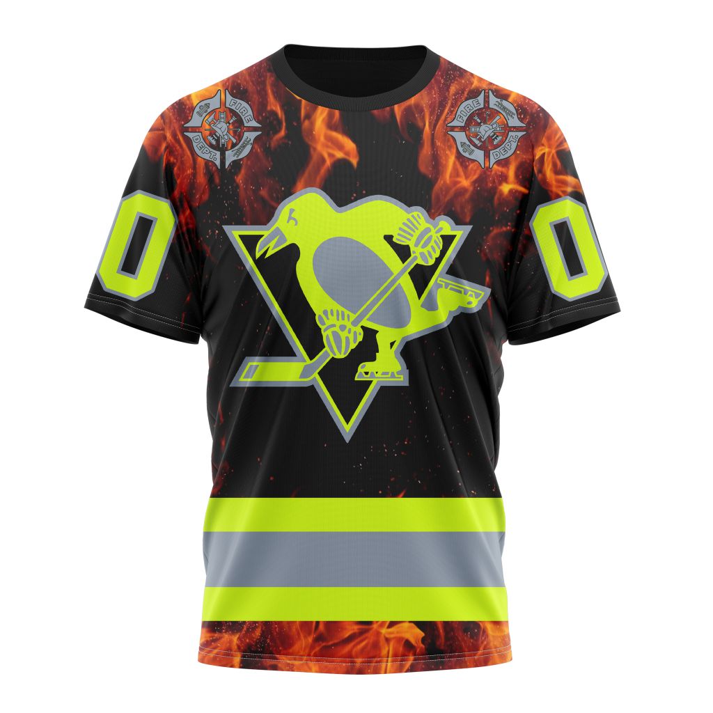 Pittsburgh Penguins Special Design Honoring Firefighters 01 Personalized Name And Number T-Shirt Oregontrailrvpk Shirt