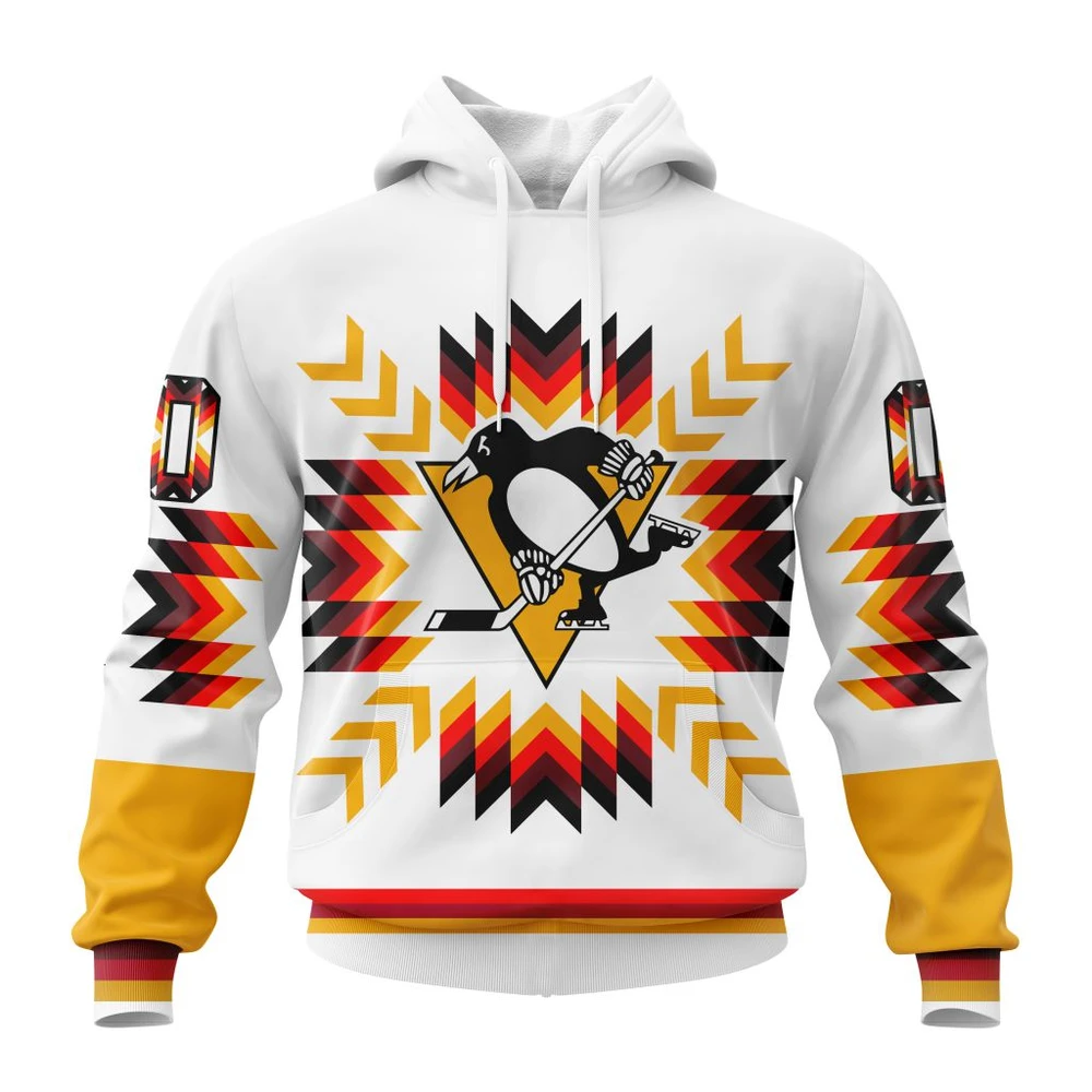 Pittsburgh Penguins Special Design With Native Pattern All Over Print Hoodie Style 92914