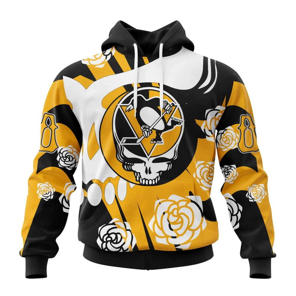 Pittsburgh Penguins Special Grateful Dead Design All Over Print Hoodie Style 10347