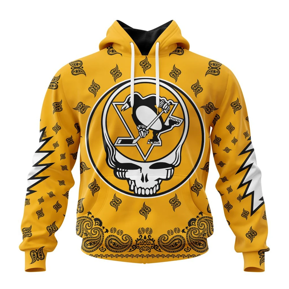 Pittsburgh Penguins Special Grateful Dead Design All Over Print Hoodie Style 46748