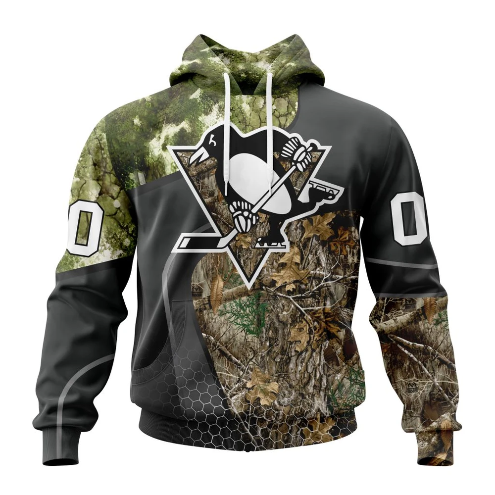 Pittsburgh Penguins Special Hunting Camo Design All Over Print Hoodie Style 30289