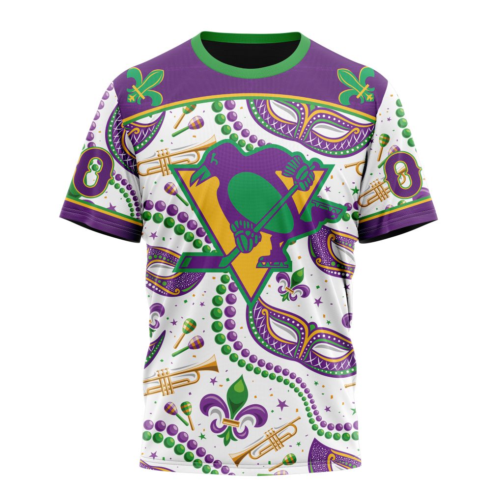 Pittsburgh Penguins Special Mardi Gras Design 01 Personalized Name And Number T-Shirt Oregontrailrvpk Shirt