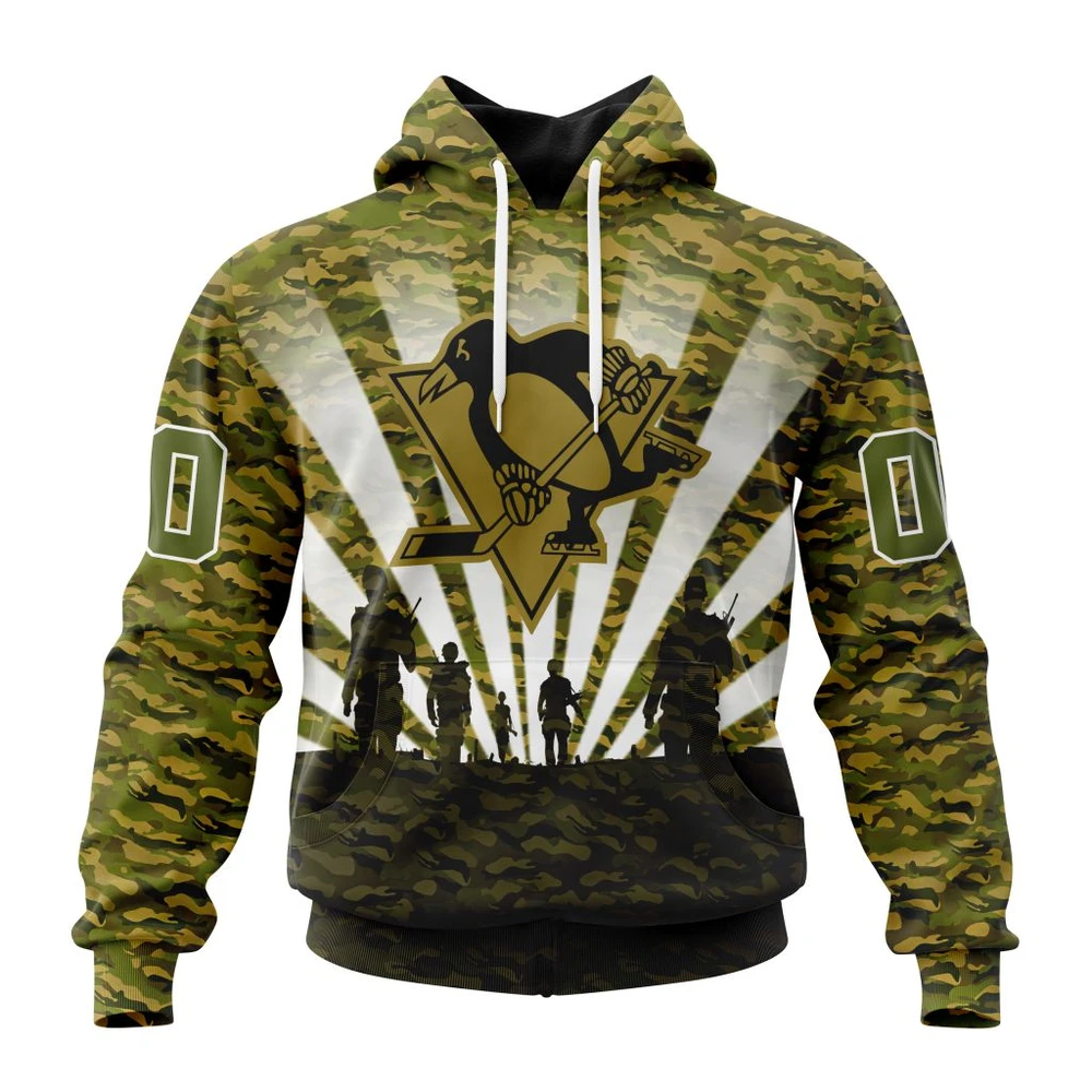 Pittsburgh Penguins Special Military Camo Kits For Veterans Day And Rememberance Day All Over Print Hoodie Style 60399