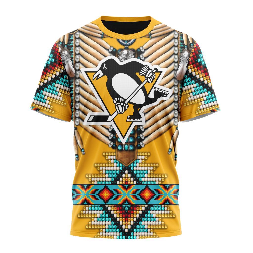 Pittsburgh Penguins Special Native Costume Design 02 Personalized Name And Number T-Shirt Oregontrailrvpk Shirt