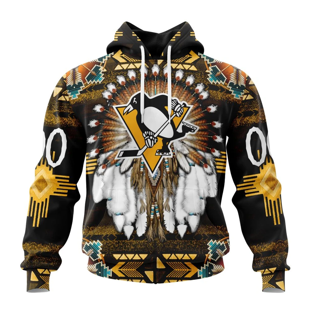 Pittsburgh Penguins Special Native Costume Design All Over Print Hoodie Style 61904