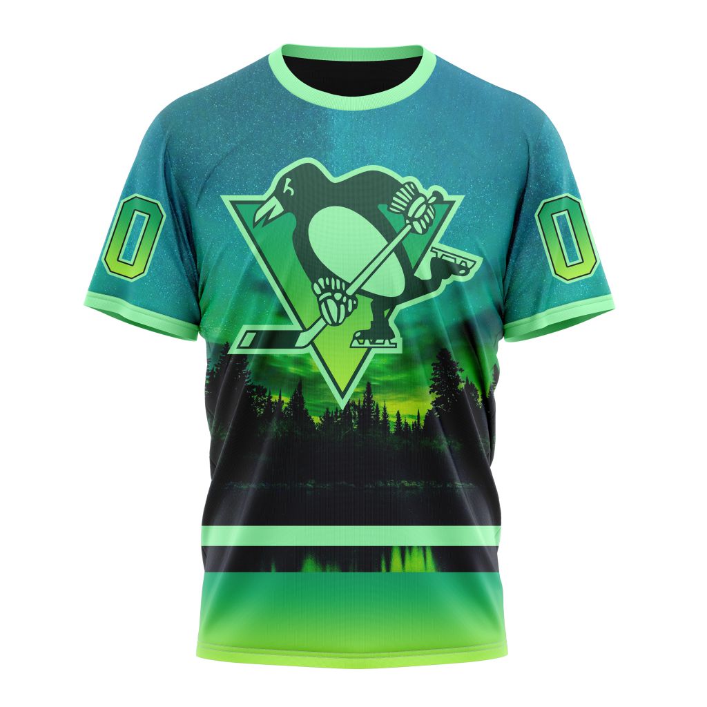 Pittsburgh Penguins Special Northern Light Design Personalized Name And Number T-Shirt Oregontrailrvpk Shirt