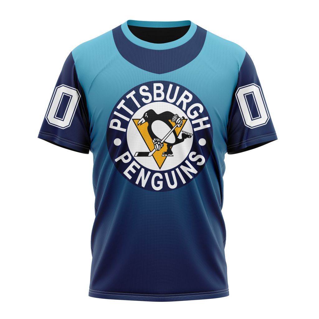 Pittsburgh Penguins Special Retro Gradient Design Personalized Name And Number T-Shirt Oregontrailrvpk Shirt