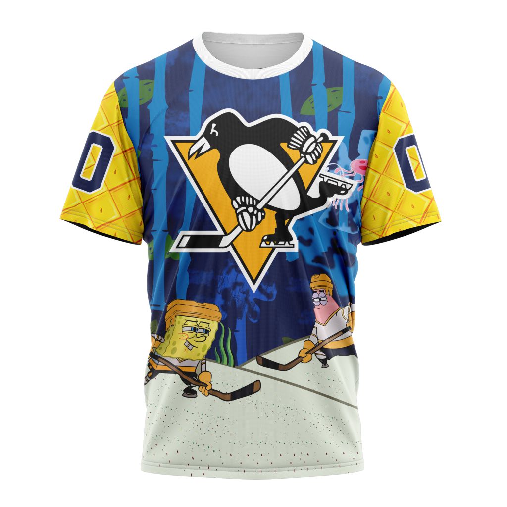 Pittsburgh Penguins Special SpongeBob SquarePants Design 01 Personalized Name And Number T-Shirt Oregontrailrvpk Shirt