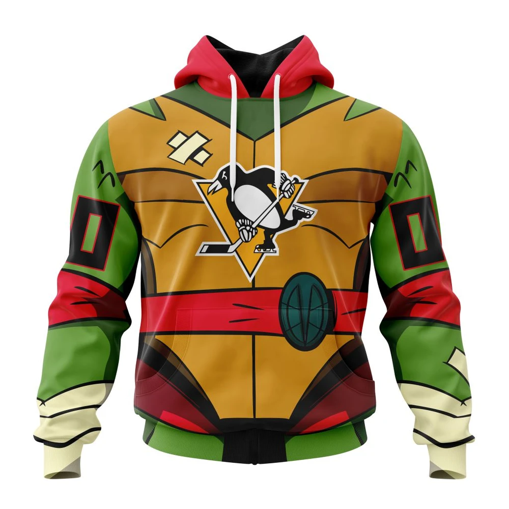 Pittsburgh Penguins Special Teenage Mutant Ninja Turtles Design All Over Print Hoodie Style 12781