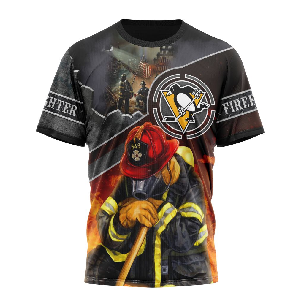 Pittsburgh Penguins Specialized Kits To Honor FireFighter In Patriot Day We Will Never Forget Personalized Name And Number T-Shirt Oregontrailrvpk Shirt
