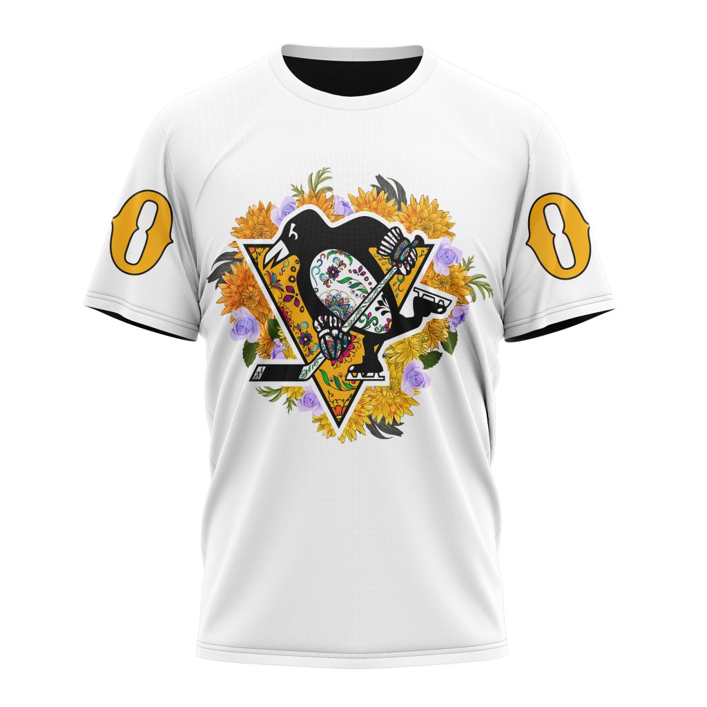 Pittsburgh Penguins Specialized Unisex Kits Dia De Muertos Personalized Name And Number T-Shirt Oregontrailrvpk Shirt