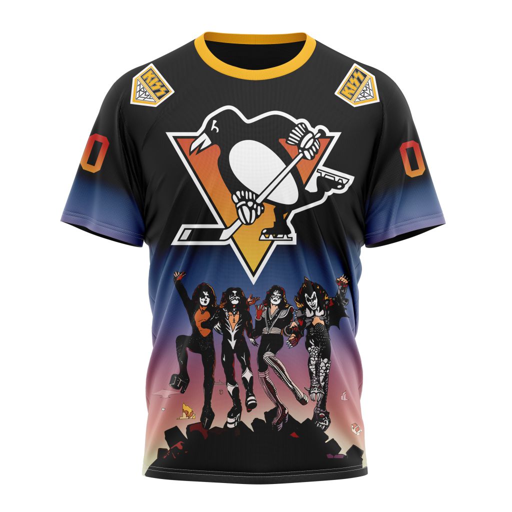 Pittsburgh Penguins X KISS Band Design Personalized Name And Number T-Shirt Oregontrailrvpk Shirt