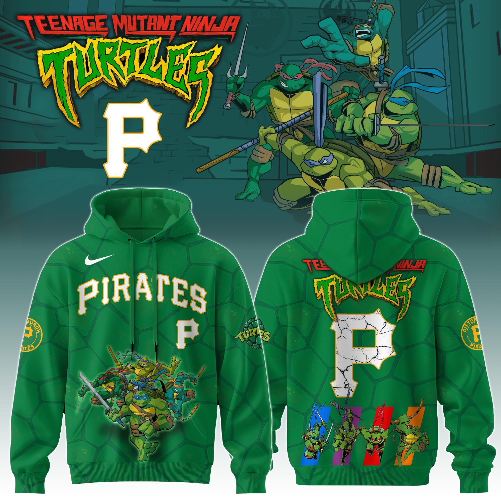 Pittsburgh Pirates MLB X Ninja Turtles Hoodie Fan Merch Ninja Turtles Lovers Gifts For Him