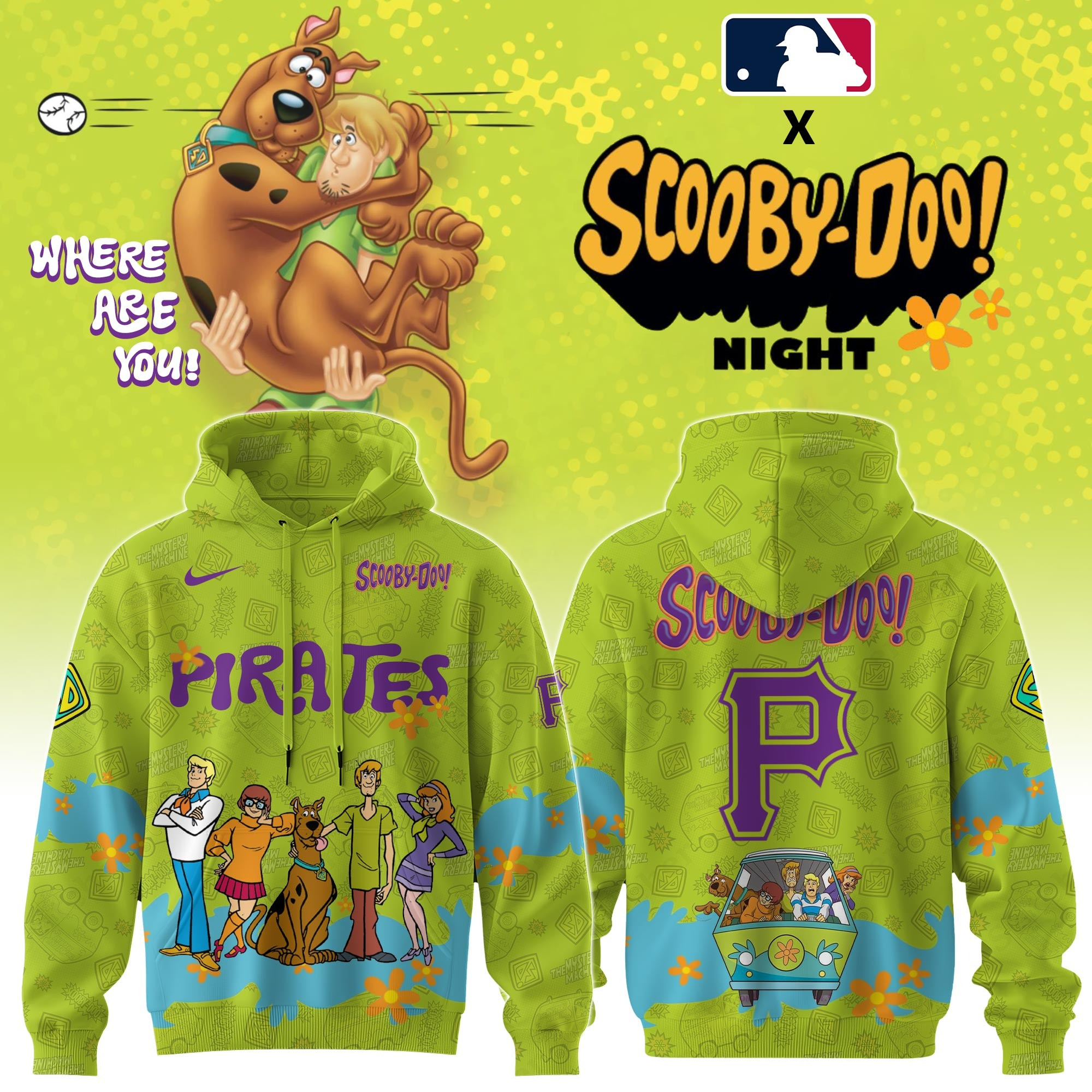 Pittsburgh Pirates MLB X Scooby Doo Hoodie Merch Fans