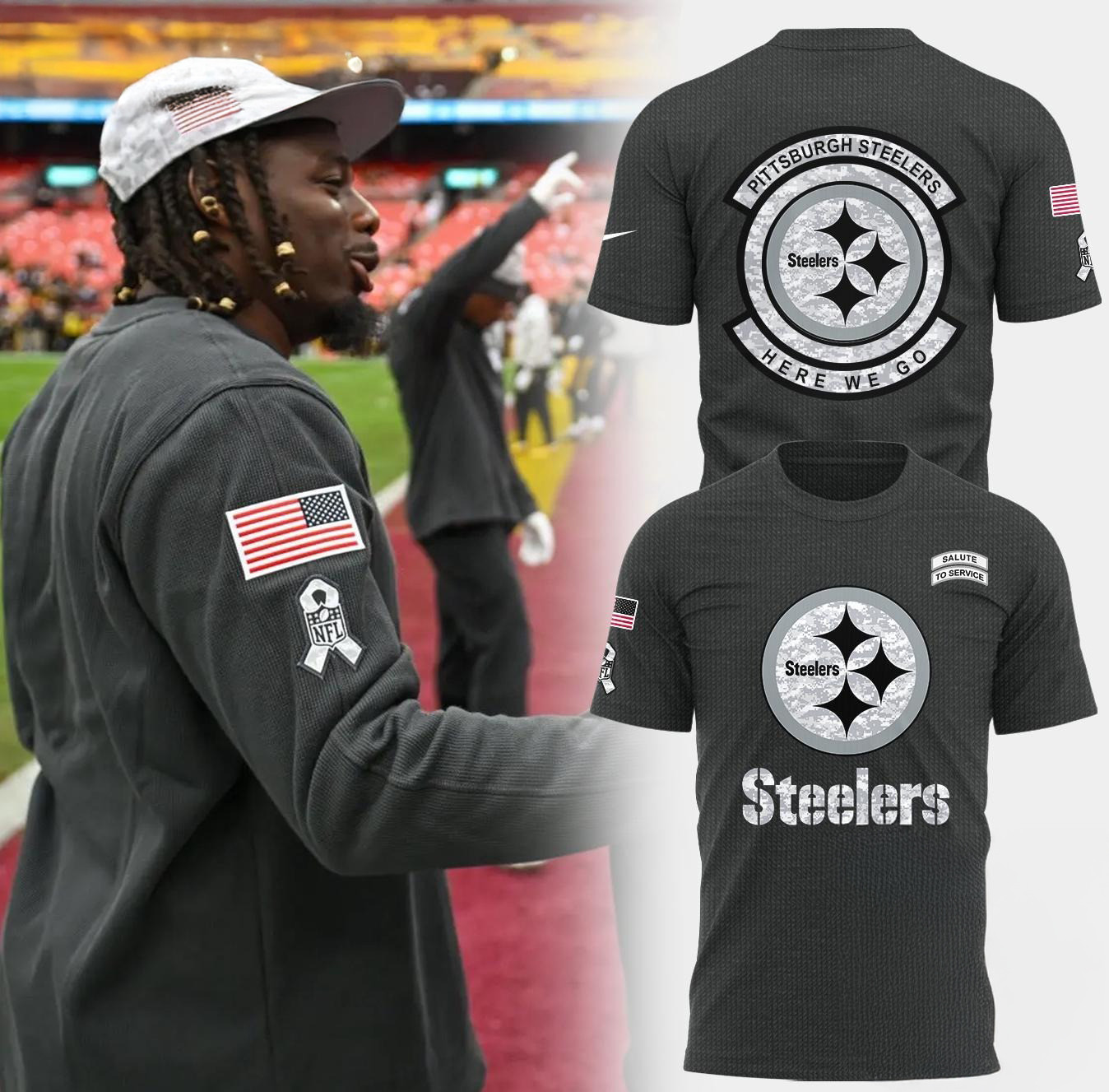 Pittsburgh Steelers Salute To Service Here We Go Shirt Best Gifts For Football Fans Oregontrailrvpk Shirt