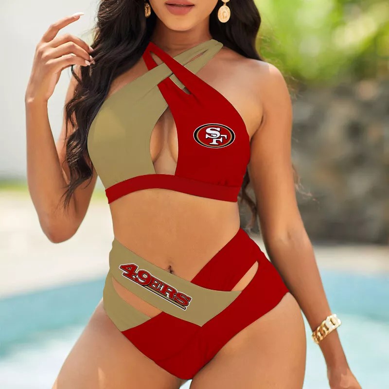 Pittsburgh Steelers Womens 2Pcs Bikini Swimsuit Criss Cross Cutout Bathing Suit St3225