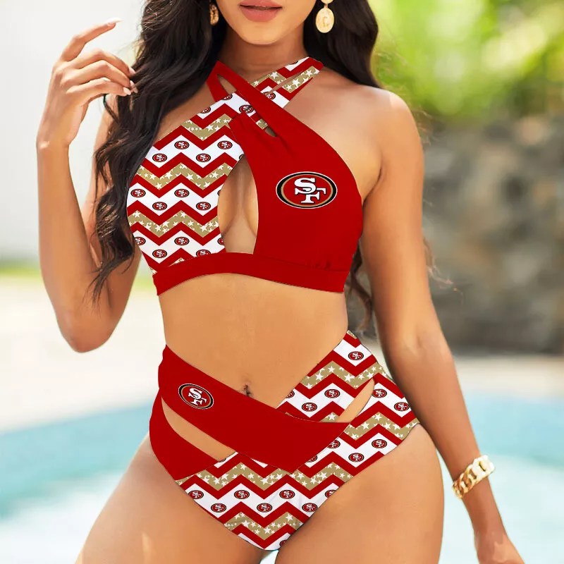 Pittsburgh Steelers Womens 2Pcs Bikini Swimsuit Criss Cross Cutout Bathing Suit St7854
