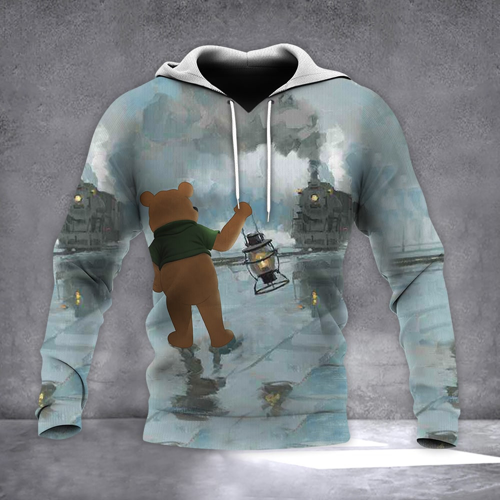 Pooh Bear Train Hoodie Bear Lovers Cartoon Hoodie