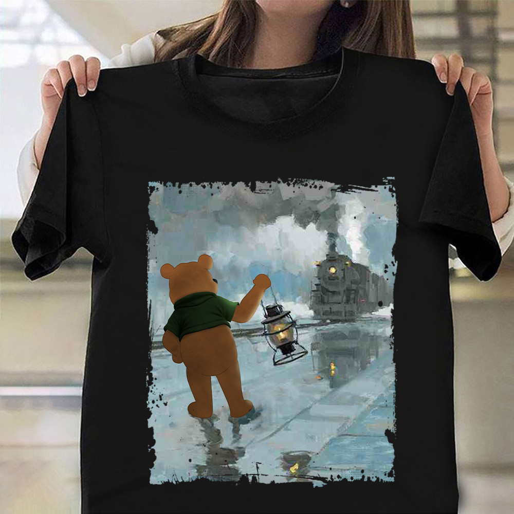 Pooh Bear Train Shirt Cartoon Graphic Cute T-Shirt For Bear Lovers Oregontrailrvpk Shirt