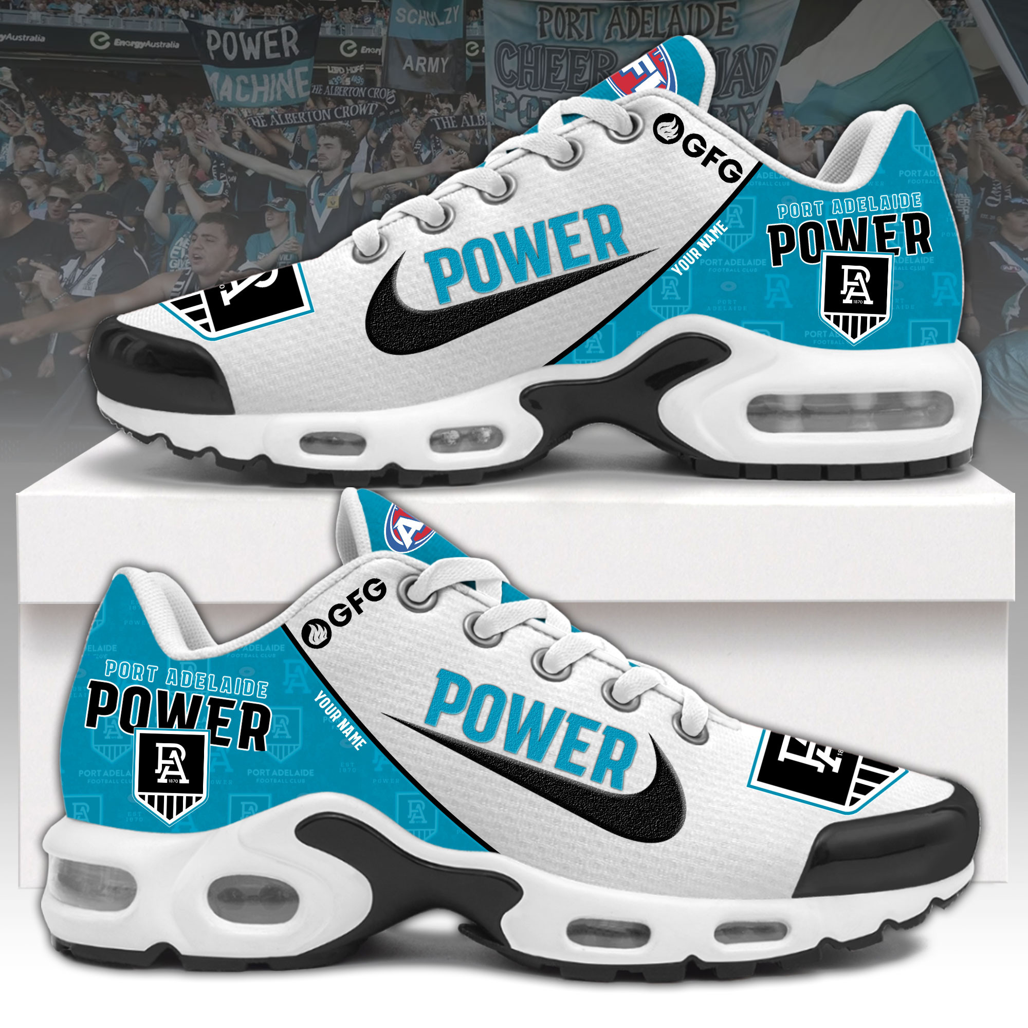 Port Adelaide Power Air Max Plus Shoes Sneakers For Men And Women