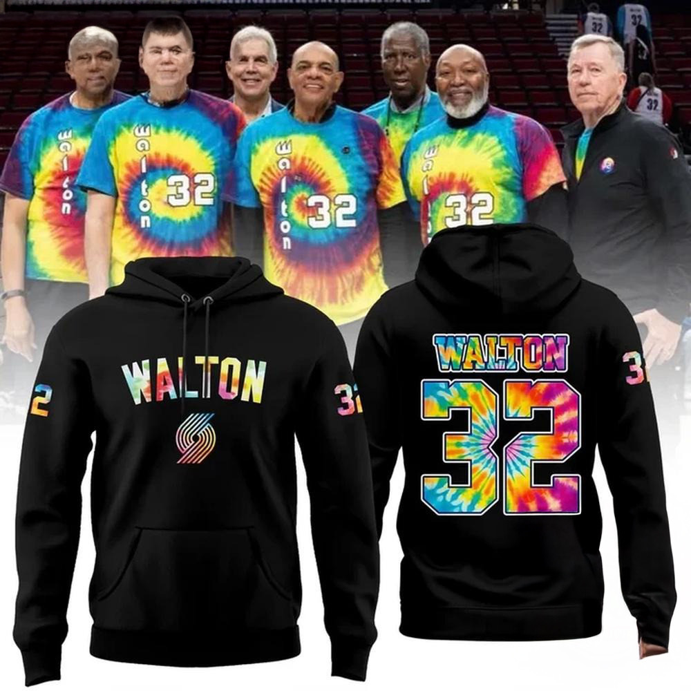 Portland Trail Blazers Bill Walton Tribute 2025 Black Hoodie Basketball Fans Gift