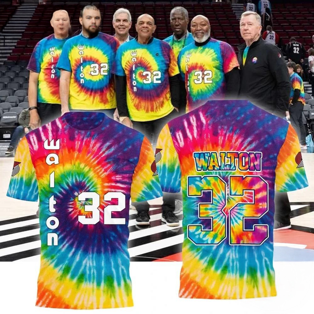 Portland Trail Blazers Limited Edition Bill Walton Tribute Tie Dye Shirt Basketball Oregontrailrvpk Shirt