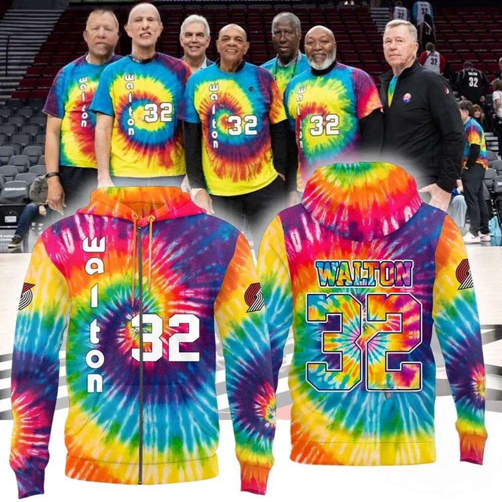 Portland Trail Blazers Limited Edition Bill Walton Tribute Tie Dye Zip Hoodie Basketball