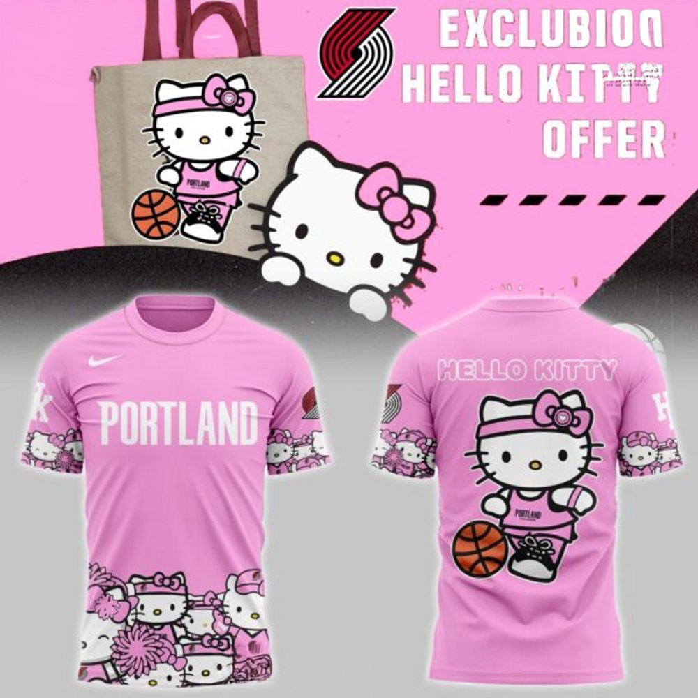 Portland Trail Blazers x Hello Kitty 2025 Pink T-Shirt Presents For Basketball Fans Oregontrailrvpk Shirt