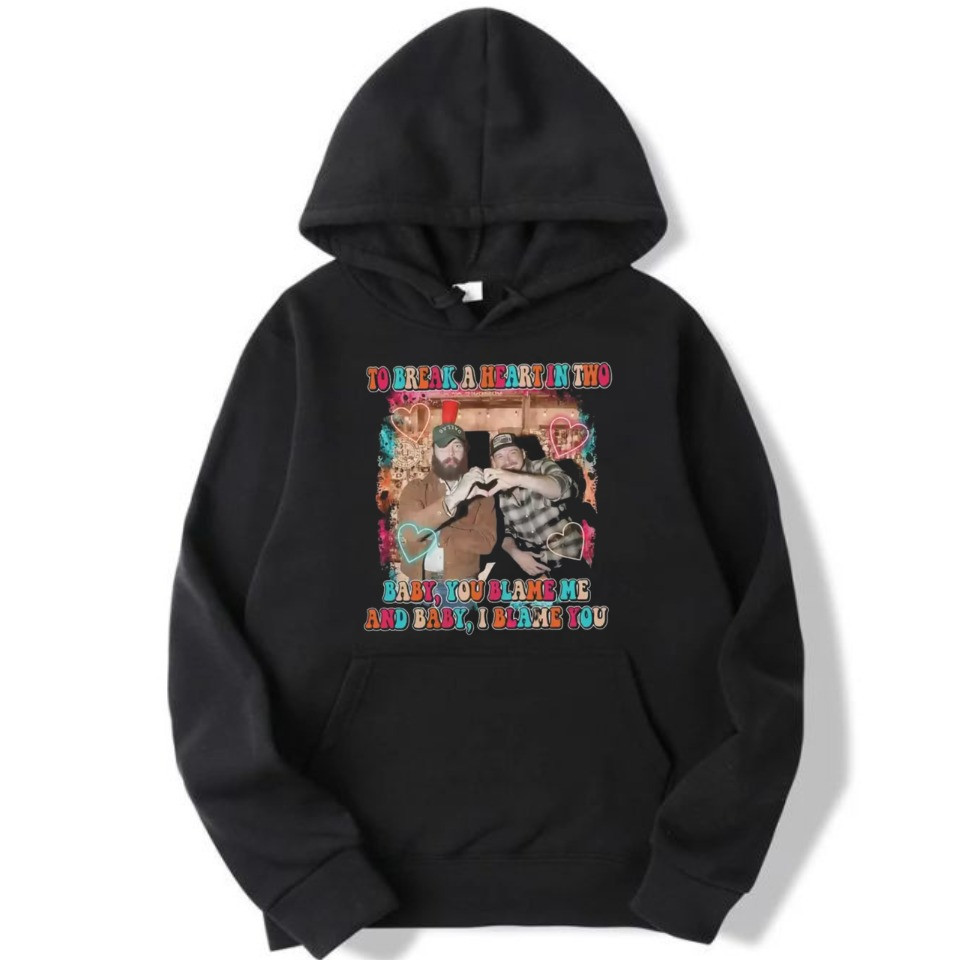 Post Malone & Morgan Wallen To Break A Heart In Two Hoodie Tour MerchFor Him her