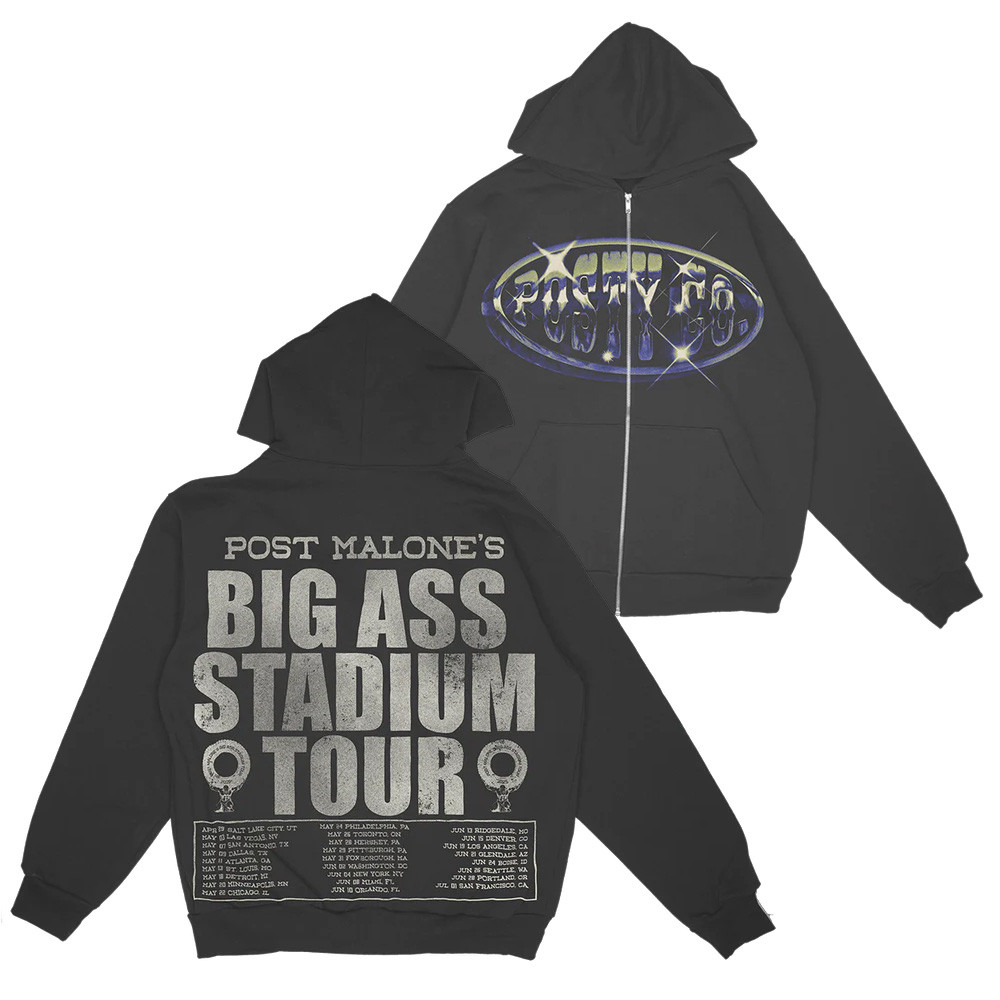 Post Malone Big Ass Stadium Tour Merch Zip Hoodie ApparelHim Her